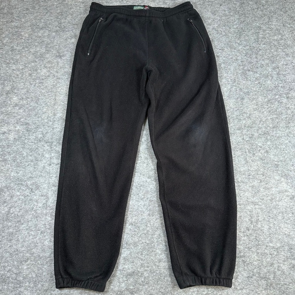 L.L. Bean Fleece Sweatpants Mens Large Black Polartec Jogger Pants 0W149
